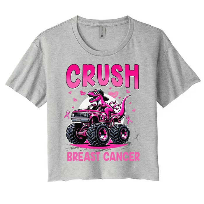 Crush Breast Cancer Awareness Monster Truck Boy Women's Crop Top Tee