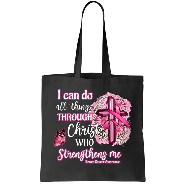 Christian Breast Cancer Fighter Pink Ribbon October Tote Bag