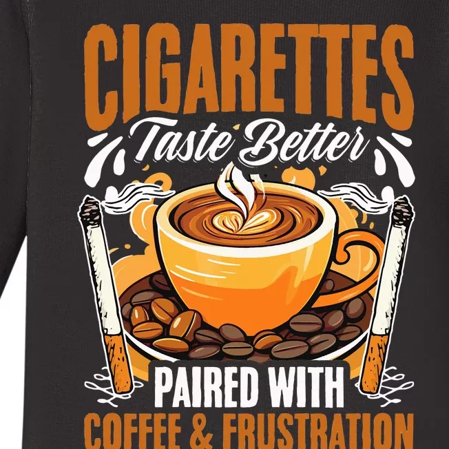 Caffeine Barista Coffee Brew Cigar Smoker Cigarettes Coffee Baby Long Sleeve Bodysuit