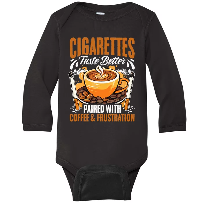 Caffeine Barista Coffee Brew Cigar Smoker Cigarettes Coffee Baby Long Sleeve Bodysuit