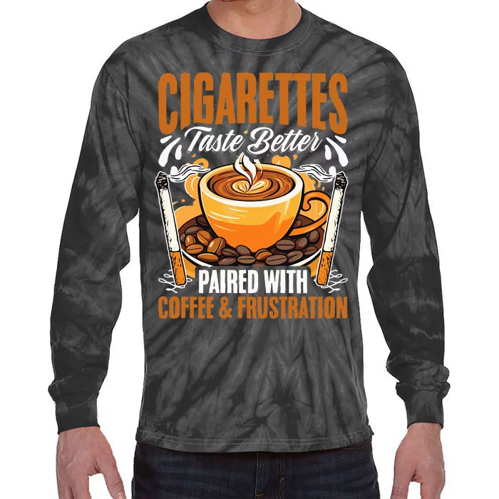 Caffeine Barista Coffee Brew Cigar Smoker Cigarettes Coffee Tie-Dye Long Sleeve Shirt