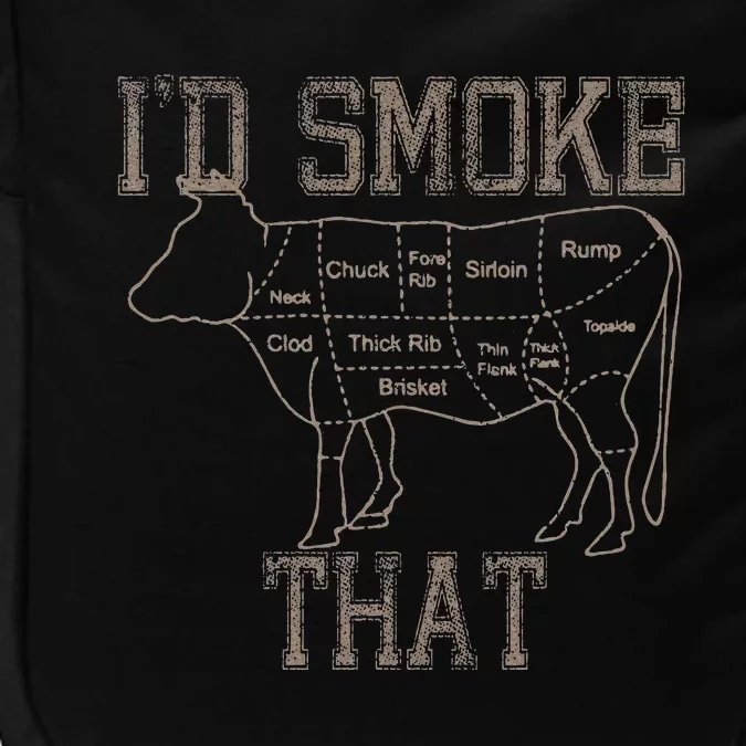 Chef Butcher Cook BBQ Id Smoke That Cow Beef Funny Gift Impact Tech Backpack