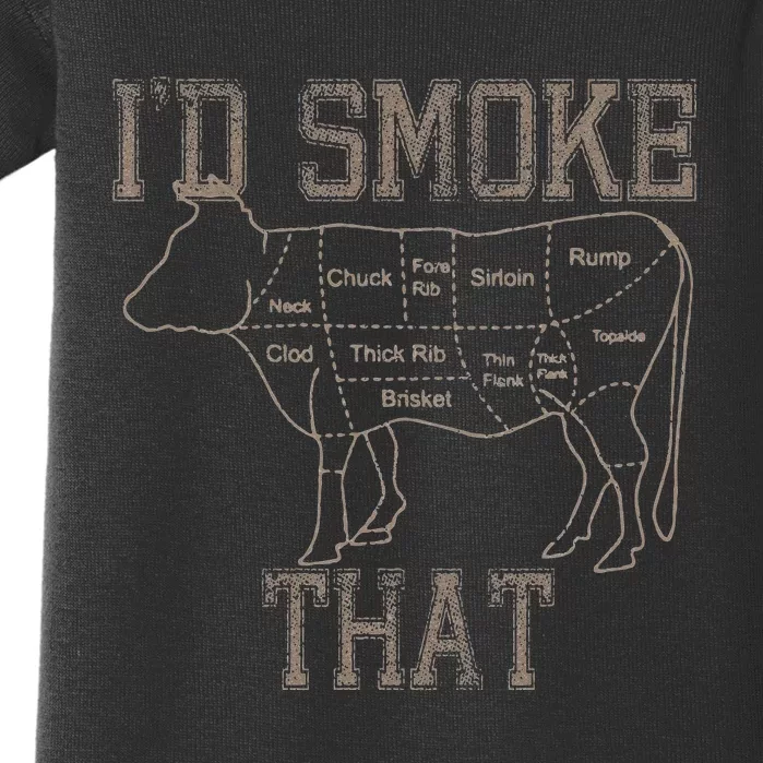 Chef Butcher Cook BBQ Id Smoke That Cow Beef Funny Gift Baby Bodysuit