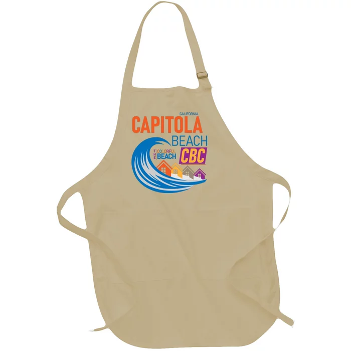 Capitola Beach California The Colorful Beach Full-Length Apron With Pocket