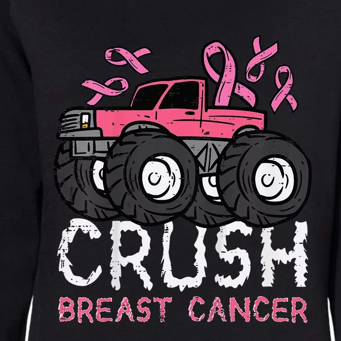 Crush Breast Cancer Awareness Monster Truck Womens California Wash Sweatshirt