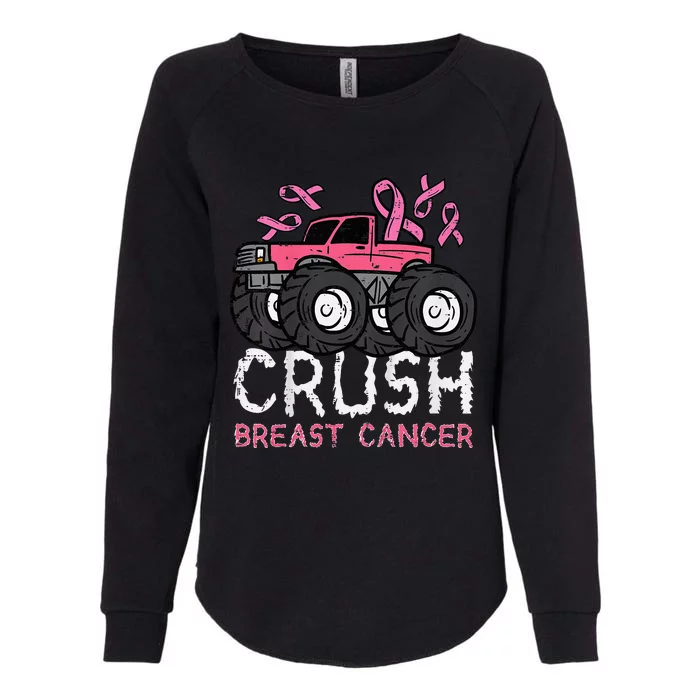 Crush Breast Cancer Awareness Monster Truck Womens California Wash Sweatshirt