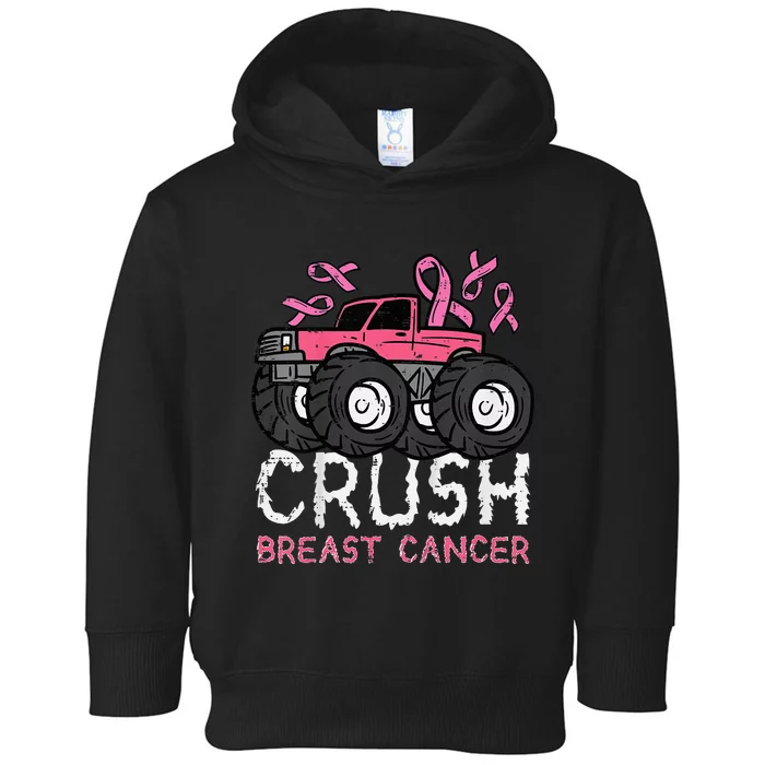 Crush Breast Cancer Awareness Monster Truck Toddler Hoodie