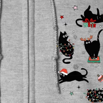 Christmas Black Cats Full Zip Hoodie