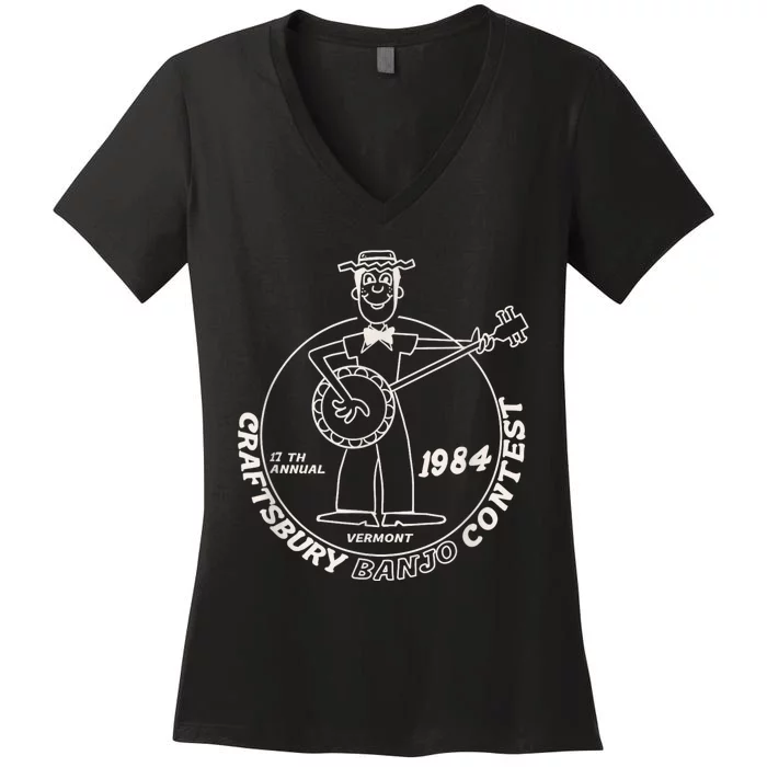 Craftsbury Banjo Contest 1984 Funny Women's V-Neck T-Shirt