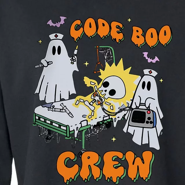 Code Boo Crew Funny Ghost Nurse Halloween Costume Nursing Cropped Pullover Crew