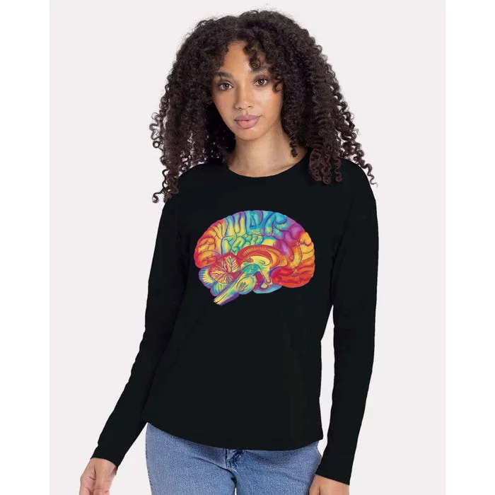 Colorful Brain Womens Cotton Relaxed Long Sleeve T-Shirt