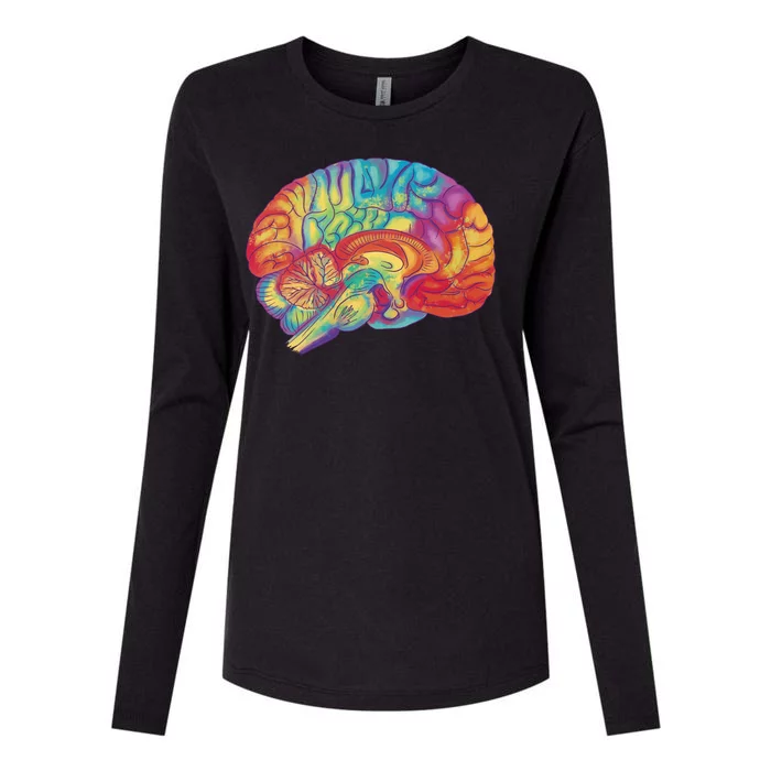 Colorful Brain Womens Cotton Relaxed Long Sleeve T-Shirt