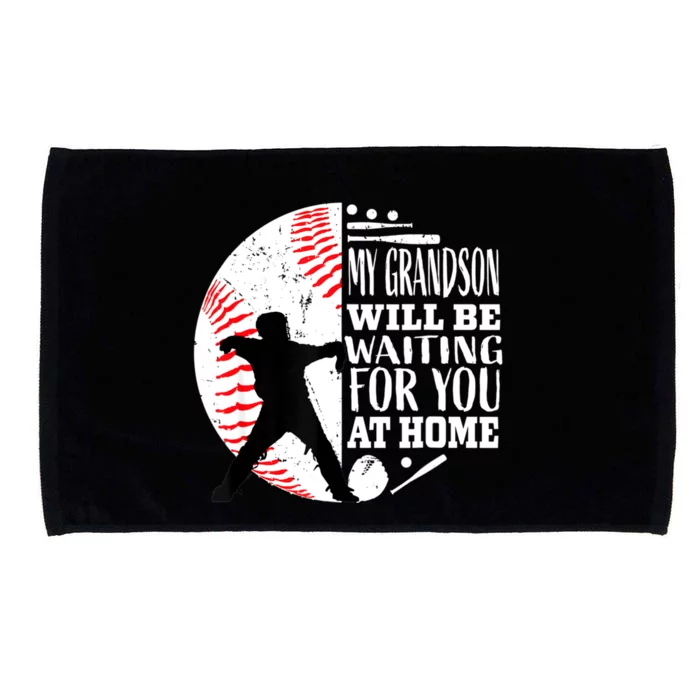 Cute Baseball Catcher Grandma Grandpa Grandson Quote Graphic Microfiber Hand Towel