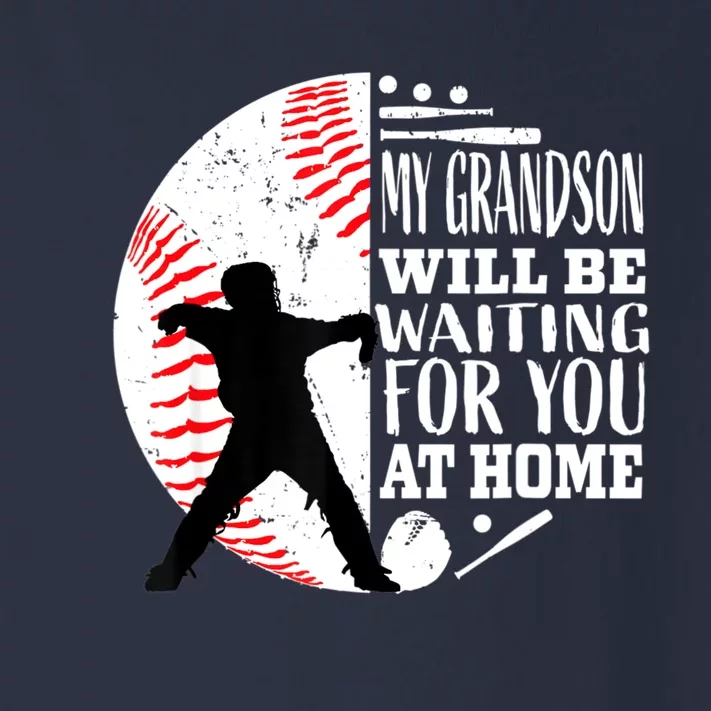 Cute Baseball Catcher Grandma Grandpa Grandson Quote Graphic Toddler Long Sleeve Shirt