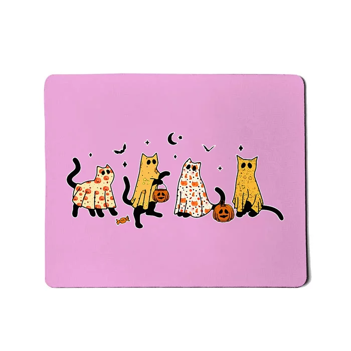 Cute Black Cats In Ghost Costume Mousepad