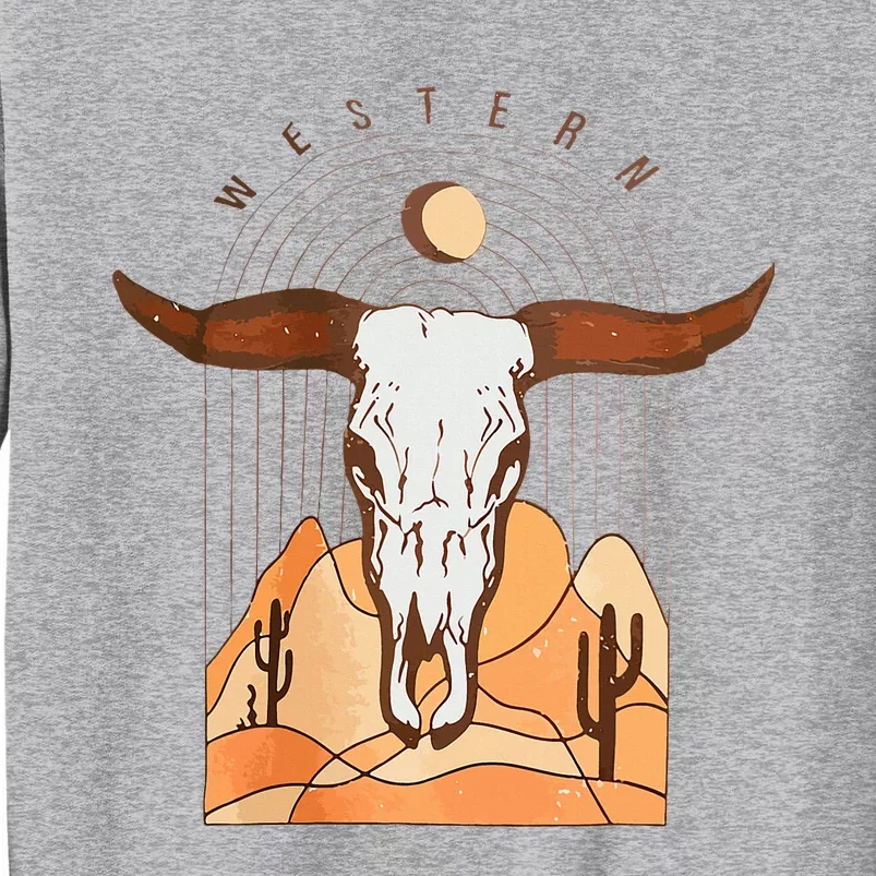 Cow Bull Cattle Skull Head Western Tall Sweatshirt