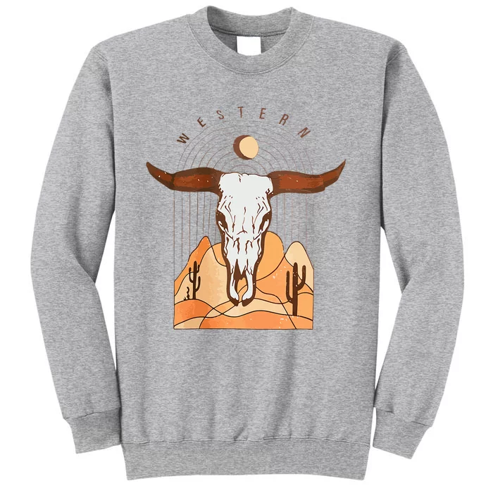 Cow Bull Cattle Skull Head Western Tall Sweatshirt