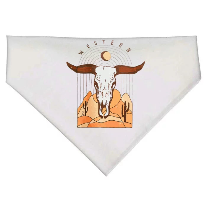 Cow Bull Cattle Skull Head Western USA-Made Doggie Bandana