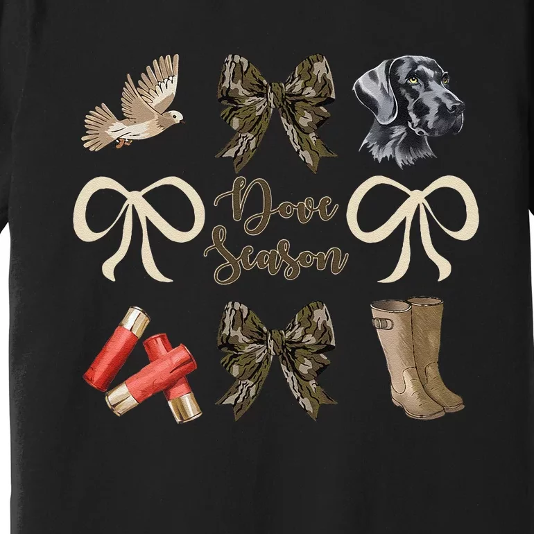 Camo Bow Coquette Dove Season Hunting Dove Hunter Hunt Girl Gift Premium T-Shirt