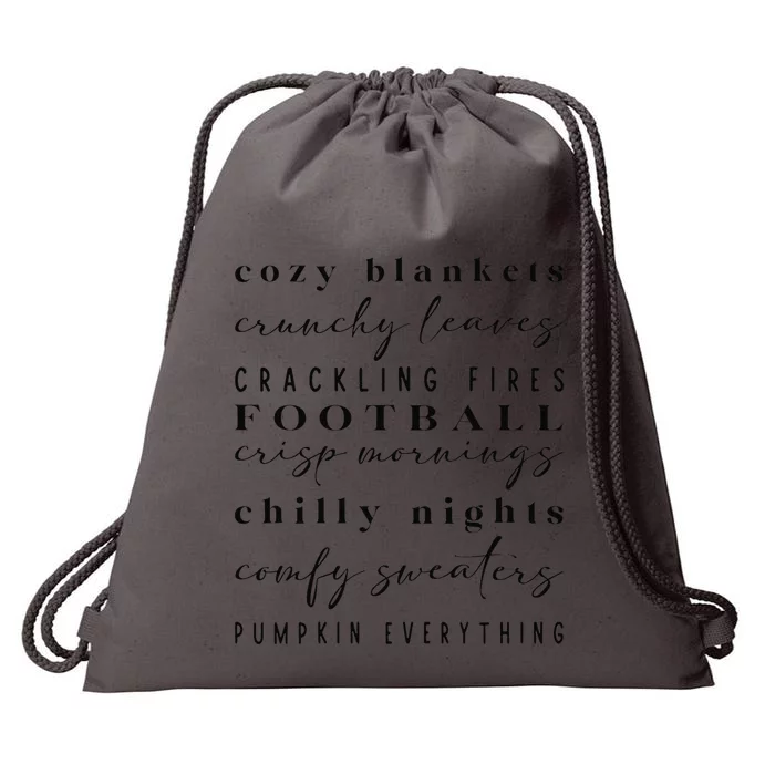 Cozy Blankets Crunch Leaves Football Fall Motif Drawstring Bag