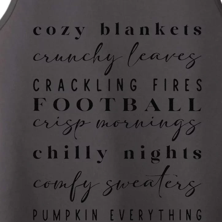 Cozy Blankets Crunch Leaves Football Fall Motif Performance Tank