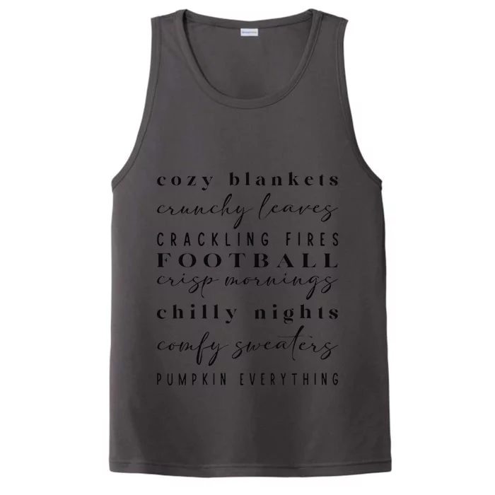 Cozy Blankets Crunch Leaves Football Fall Motif Performance Tank