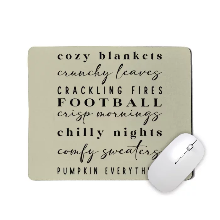 Cozy Blankets Crunch Leaves Football Fall Motif Mousepad