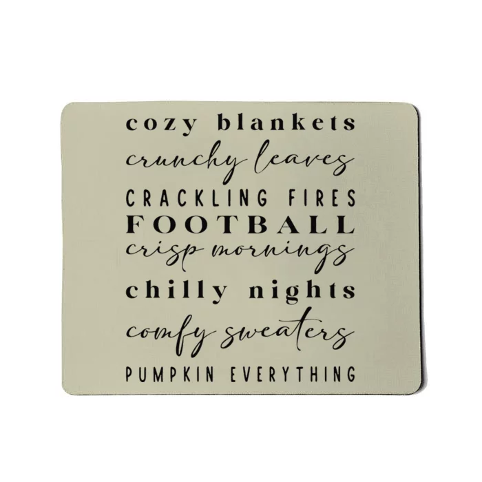 Cozy Blankets Crunch Leaves Football Fall Motif Mousepad