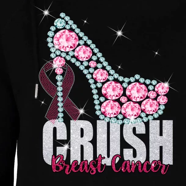 Crush Breast Cancer Cute Sparkly Design Womens Funnel Neck Pullover Hood