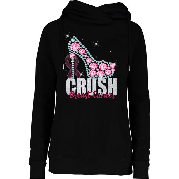 Crush Breast Cancer Cute Sparkly Design Womens Funnel Neck Pullover Hood