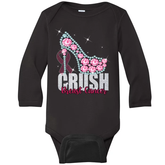 Crush Breast Cancer Cute Sparkly Design Baby Long Sleeve Bodysuit