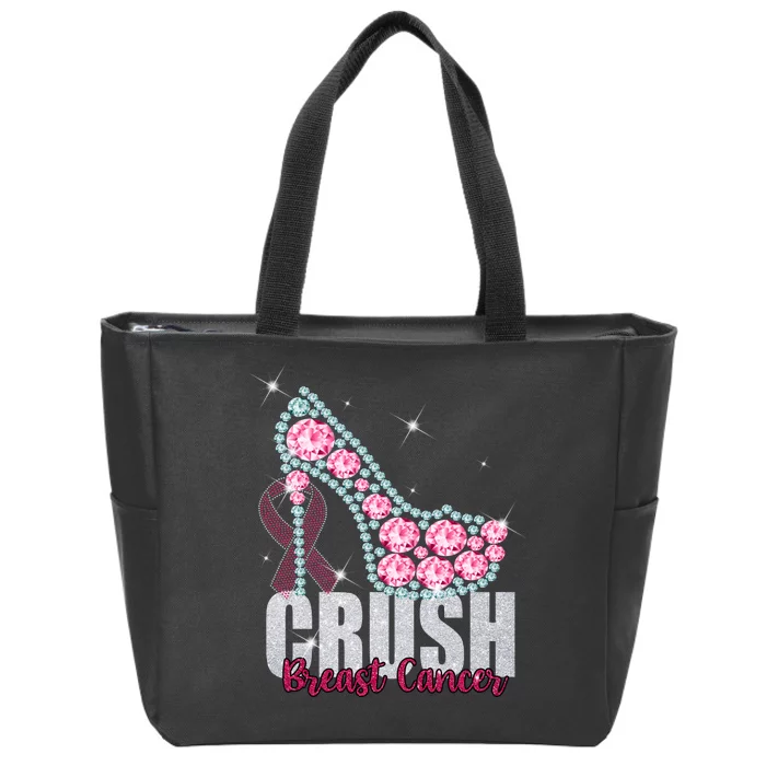 Crush Breast Cancer Cute Sparkly Design Zip Tote Bag