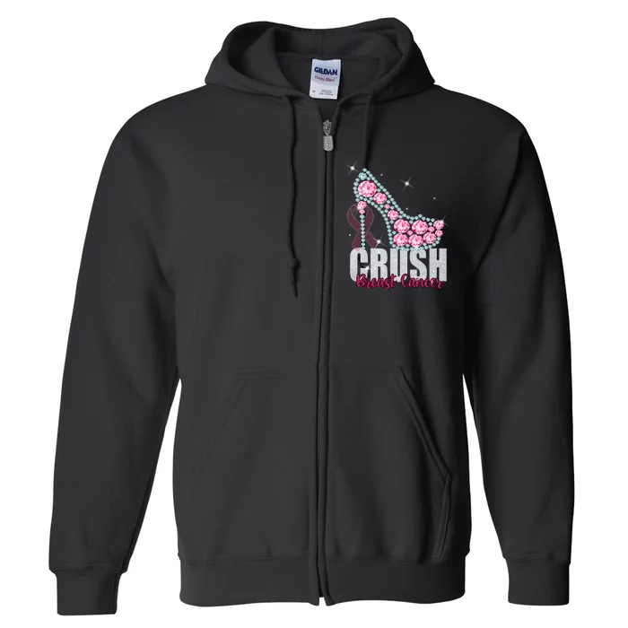 Crush Breast Cancer Cute Sparkly Design Full Zip Hoodie