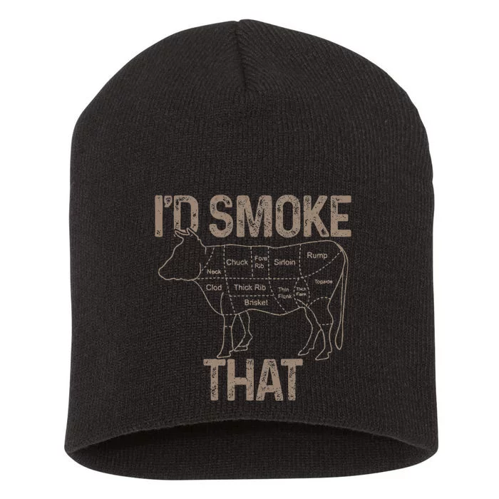 Chef Butcher Cook Bbq ID Smoke That Cow Beef Short Acrylic Beanie