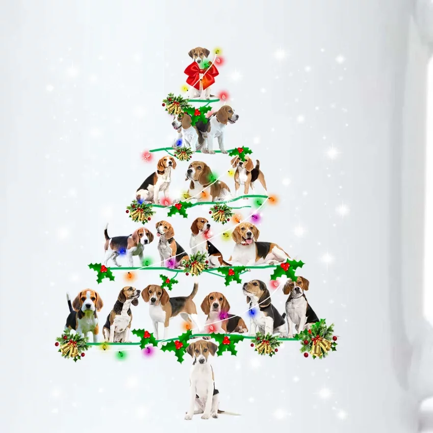 Cute Beagle Christmas Tree Fairy Light Cute Gift Black Color Changing Mug