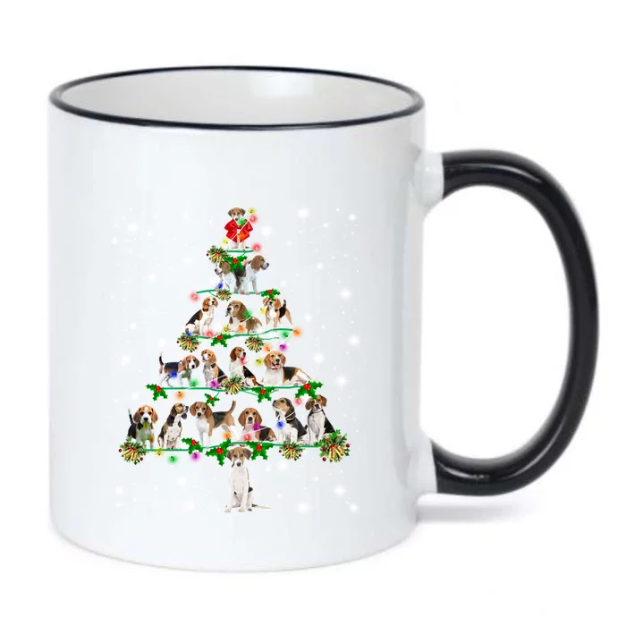 Cute Beagle Christmas Tree Fairy Light Cute Gift Black Color Changing Mug