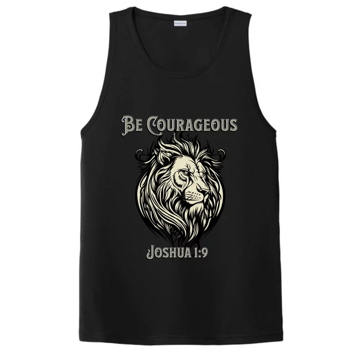 Christian Be Courageous Joshua 1:9 Faith Lion Of Judah Performance Tank