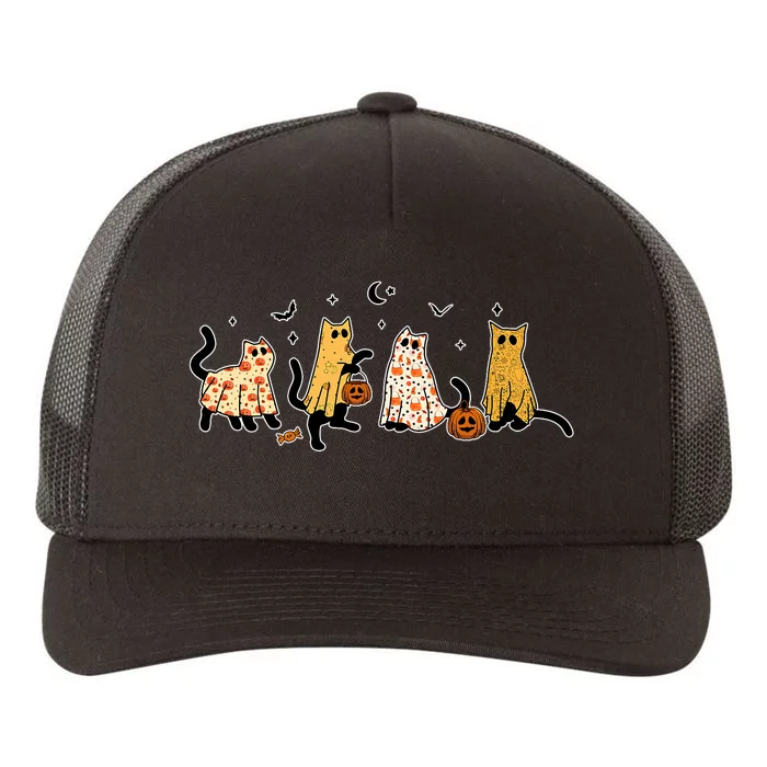 Cute Black Cats In Ghost Costume Yupoong Adult 5-Panel Trucker Hat