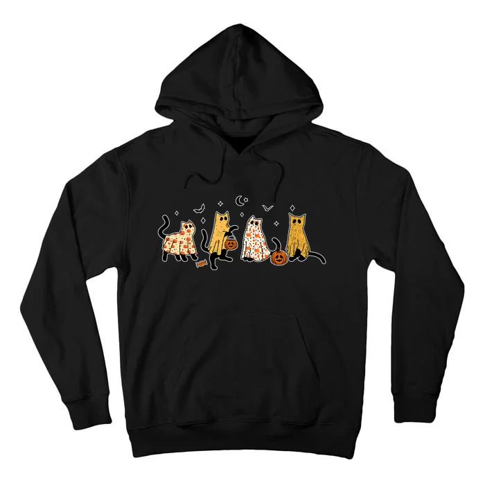 Cute Black Cats In Ghost Costume Tall Hoodie