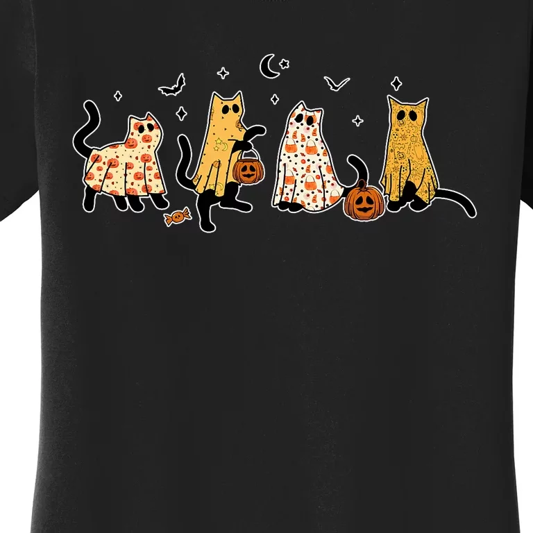 Cute Black Cats In Ghost Costume Women's T-Shirt