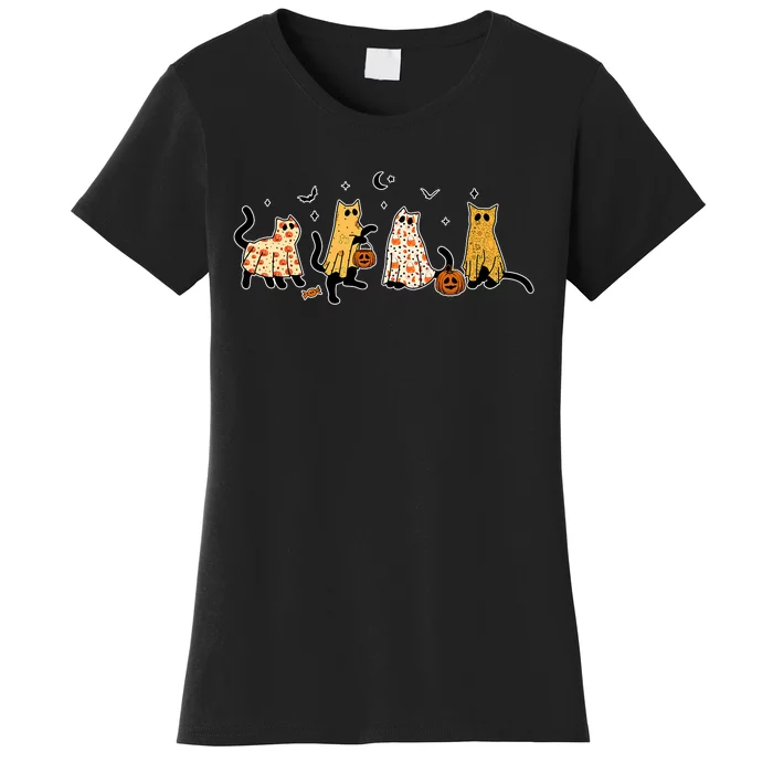 Cute Black Cats In Ghost Costume Women's T-Shirt