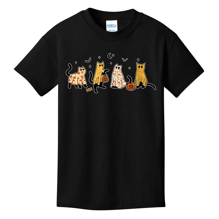 Cute Black Cats In Ghost Costume Kids T-Shirt