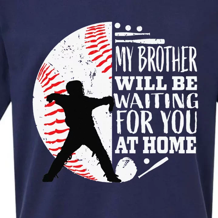 Cool Baseball Catcher Brother Big Bro Sister Quote Graphic Sueded Cloud Jersey T-Shirt