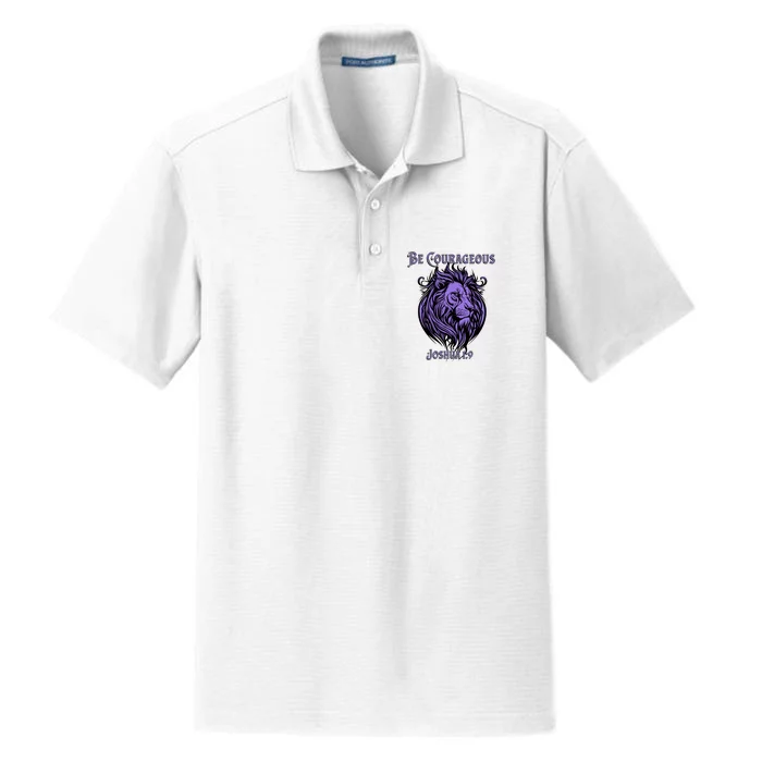 Christian Be Courageous Joshua 1:9 Faith Lion Of Judah Dry Zone Grid Performance Polo