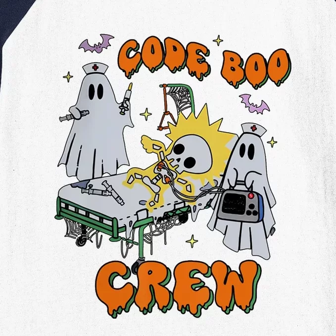 Code Boo Crew Funny Ghost Nurse Halloween Costume Baseball Sleeve Shirt