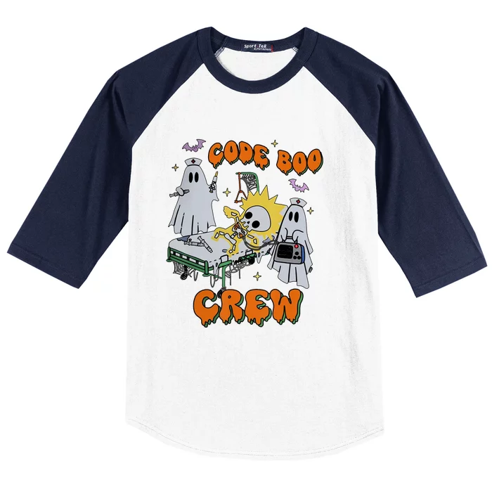 Code Boo Crew Funny Ghost Nurse Halloween Costume Baseball Sleeve Shirt