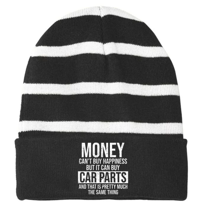 Can Buy Car Parts Funny Car Guy Car Lover Auto Mechanic Gift Striped Beanie with Solid Band