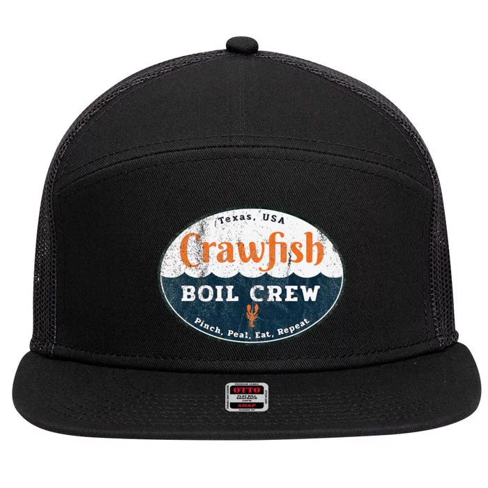 Crawfish Boil Crew Louisiana Retro Food Festival Crayfish 7 Panel Mesh Trucker Snapback Hat