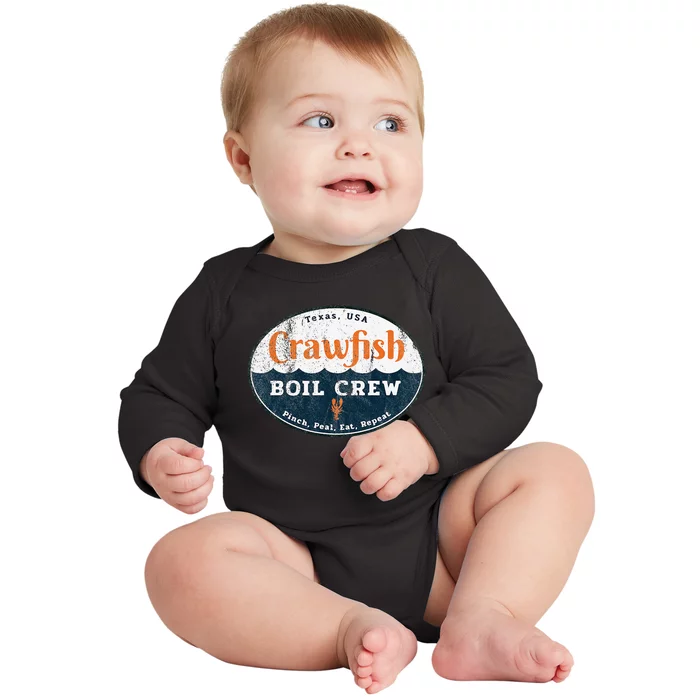 Crawfish Boil Crew Louisiana Retro Food Festival Crayfish Baby Long Sleeve Bodysuit