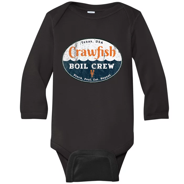 Crawfish Boil Crew Louisiana Retro Food Festival Crayfish Baby Long Sleeve Bodysuit